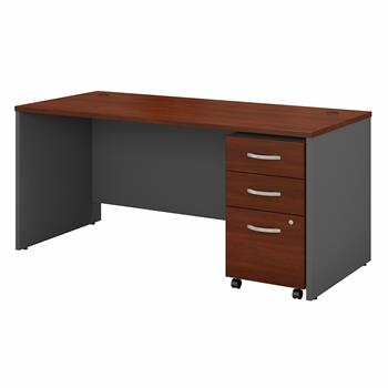 Bush Business Furniture Series C 66&quot;W x 30&quot;D Office Desk With Mobile File Cabinet, Hansen Cherry