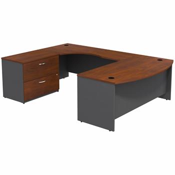 Bush Business Furniture Series C Bowfront Left Handed U-Station With 2-Drawer Lateral File, 72&quot;W