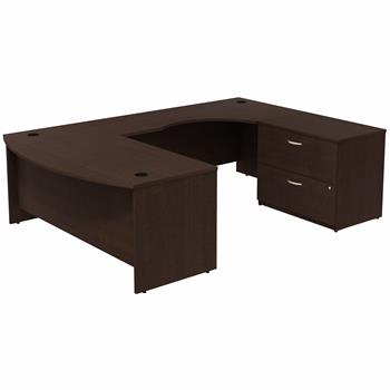 Bush Business Furniture Series C Bowfront Right Handed U-Station With 2-Drawer Lateral File, 72&quot;W