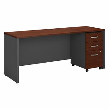 Bush Business Furniture Series C 72&quot;W x 24&quot;D Office Desk with Mobile File Cabinet, Hansen Cherry