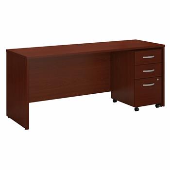 Bush Business Furniture Series C 72&quot;W x 24&quot;D Office Desk With Mobile File Cabinet, Mahogany
