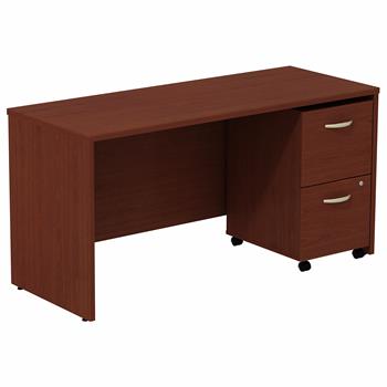 Bush Business Furniture Series C 60&quot;W Desk/Credenza Shell with 2-Drawer Mobile Pedestal