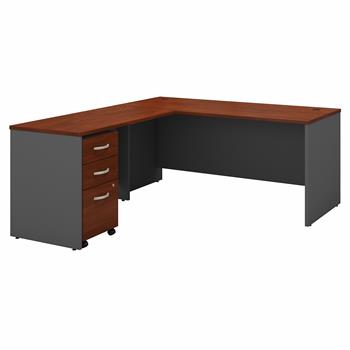 Bush Business Furniture Series C 66&quot;W L-Shaped Desk With 48&quot;W Return And Mobile File Cabinet, Hansen Cherry