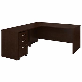 Bush Business Furniture Series C 66&quot;W L-Shaped Desk With 48&quot;W Return And Mobile File Cabinet, Mocha Cherry