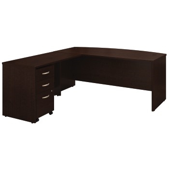 Bush Business Furniture Series C Bow Front L Shaped Desk with 48&quot;W Return and Mobile File Cabinet 72&quot;W, Mocha Cherry