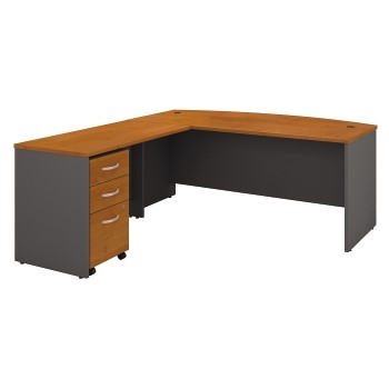 Bush Business Furniture Business Furniture Series C, L Shaped Desk w/ Return and Mobile File Cabinet, Natural Cherry/Graphite Gray