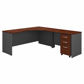 Bush Business Furniture Series C 72&quot;W Right Handed Corner Desk with 48&quot;W Return and Mobile File Cabinet, Hansen Cherry