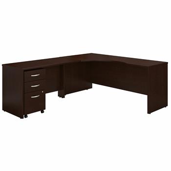 Bush Business Furniture Series C 72&quot;W LH Corner Desk with 48&quot;W Return and Mobile File Cabinet, Mocha Cherry