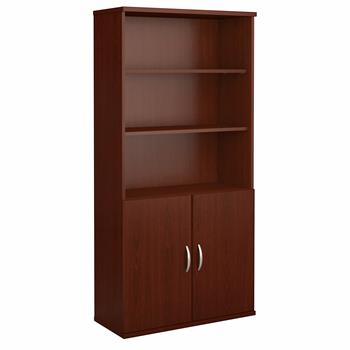 Bush Business Furniture Series C 5-Shelf Bookcase With Doors, 36&quot;W, Mahogany