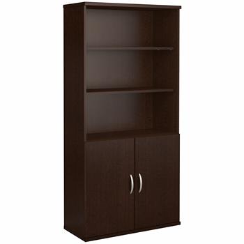 Bush Business Furniture Series C 36&quot;W 5-Shelf Bookcase With Doors, Mocha Cherry