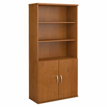 Bush Business Furniture Series C 36&quot;W 5-Shelf Bookcase With Doors, Natural Cherry