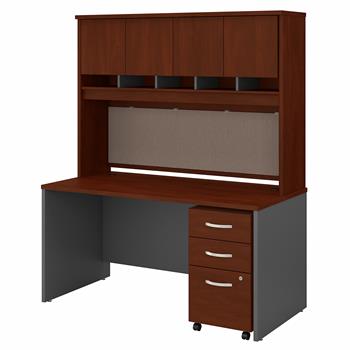 Bush Business Furniture Business Furniture Series C, 60 in W x 30 in D Office Desk with Hutch and Mobile File Cabinet, Hansen Cherry