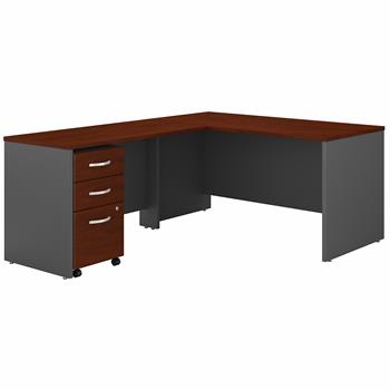 Bush Business Furniture Series C L-Shaped Desk With 3-Drawer Mobile File Cabinet, 60&quot;W, Hansen Cherry