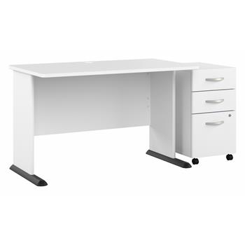 Bush Business Furniture Studio A 48&quot;W Desk with 3 Drawer File Cabinet, White
