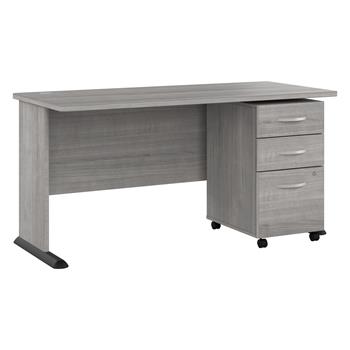 Bush Business Furniture Studio A 60&quot;W Desk with 3 Drawer File Cabinet, Platinum Gray