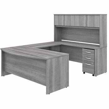 Bush Business Furniture Studio C 72&quot;W x 36&quot;D U-Shaped Desk with Hutch and Mobile File Cabinet, Platinum Gray