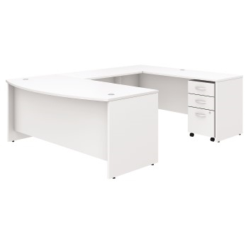 Bush Business Furniture Business Furniture Studio C U Shaped Desk with Mobile File Cabinet, 72&quot; W x 36&quot; D, White