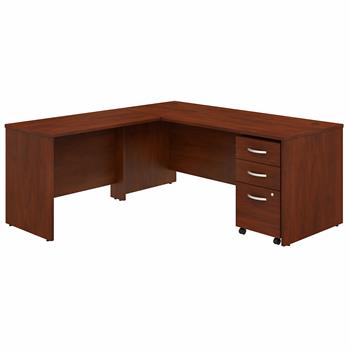 Bush Business Furniture Studio C 72&quot;W x 30&quot;D L-Shaped Desk with Mobile File Cabinet and 42&quot;W Return, Hansen Cherry