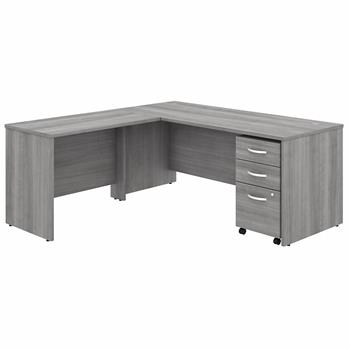 Bush Business Furniture Studio C L-Shaped Desk With Mobile File Cabinet, 72&quot;W X 30&quot;D With 42&quot;W Return, Platinum Gray