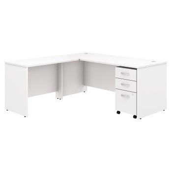 Bush Business Furniture Business Furniture Studio C L Shaped Desk with Mobile File Cabinet and 42&quot; W Return, 72&quot; W x 30&quot; D, White