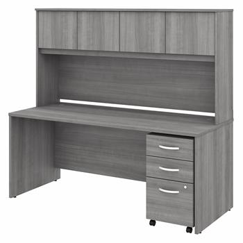 Bush Business Furniture Studio C 72&quot;W x 30&quot;D Office Desk With Hutch And Mobile File Cabinet, Platinum Gray