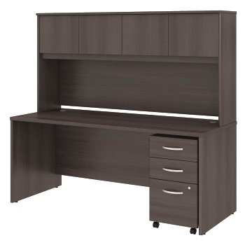 Bush Business Furniture Business Furniture Studio C Office Desk with Hutch and Mobile File Cabinet, 72&quot; W x 30&quot; D, Storm Gray