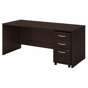 Bush Business Furniture Studio C 72&quot;W x 30&quot;D Desk with File Cabinet, Black Walnut