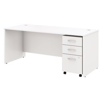 Bush Business Furniture Business Furniture Studio C Office Desk with Mobile File Cabinet, 72&quot; W x 30&quot; D, White