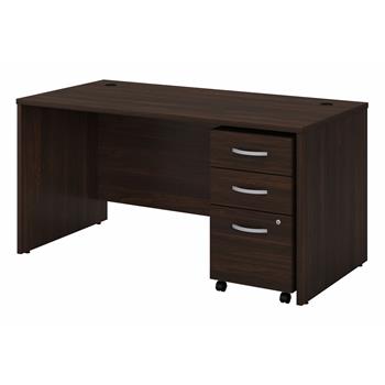 Bush Business Furniture Studio C 60&quot;W x 30&quot;D Desk with File Cabinet, Black Walnut