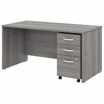 Bush Business Furniture Studio C Office Desk With Mobile File Cabinet, 60&quot;W X 30&quot;D, Platinum Gray