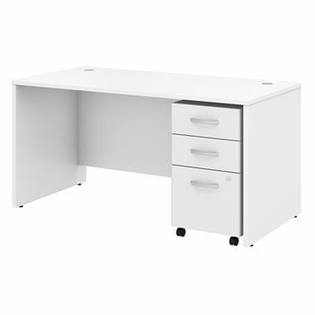 Bush Business Furniture Studio C 60&quot;W x 30&quot;D Office Desk With Mobile File Cabinet, White