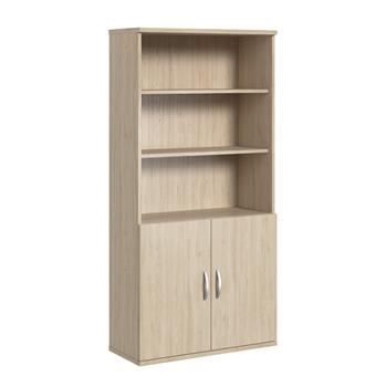 Bush Business Furniture Studio C 73&quot;H Tall 5 Shelf Bookcase with Doors, Natural Natural Elm