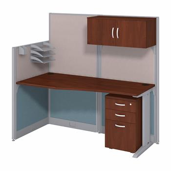 Bush Business Furniture Office In An Hour 65&quot;W x 33&quot;D Cubicle Workstation With Storage, Hansen Cherry