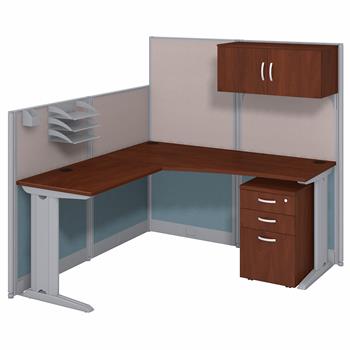 Bush Business Furniture Office In An Hour 65&quot;W x 65&quot;D L-Shaped Cubicle Workstation With Storage