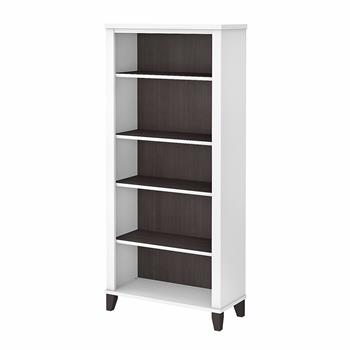 Bush Business Furniture Somerset Tall 5-Shelf Bookcase, White and Storm Gray