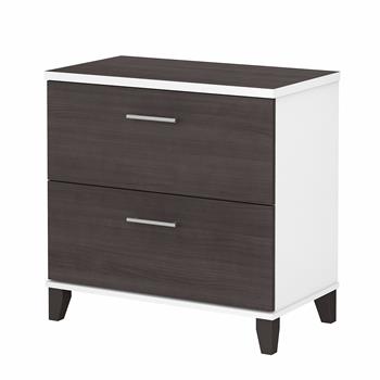 Bush Business Furniture Somerset 2-Drawer Lateral File Cabinet, White and Storm Gray