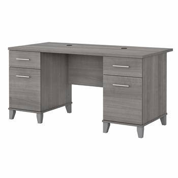 Bush Business Furniture Somerset 60&quot;W Office Desk with Drawers, Platinum Gray