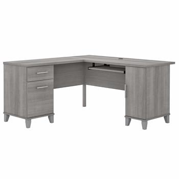 Bush Business Furniture Somerset 60&quot;W L-Shaped Desk with Storage, Platinum Gray
