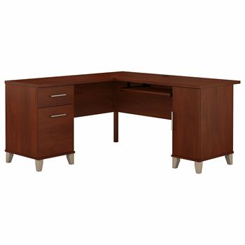 Bush Business Furniture Somerset 60&quot;W L-Shaped Desk with Storage, Hansen Cherry