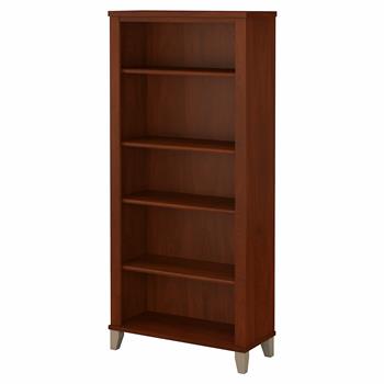 Bush Business Furniture Somerset Tall 5-Shelf Bookcase, Hansen Cherry