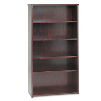 HON BW Wood Veneer Series Five-Shelf Bookcase, 36w x 13d x 66h, Mahogany