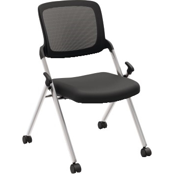 HON Basyx Assemble Mesh Back Nesting/Stacking Chair, Armless, Black/Silver