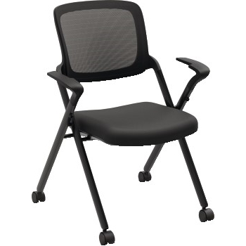 HON&#174; Assemble Mesh Back Nesting/Stacking Chair, Fixed Arms, Black