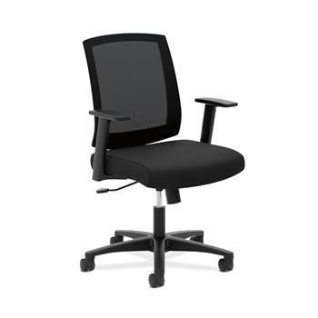 HON Mesh Mid-Back Task Chair, Center-Tilt, Tension, Lock, Fixed Arms, Black Mesh, Black Fabric
