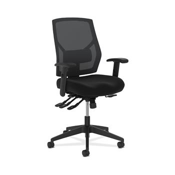 HON Crio High-Back Task Chair, Mesh Back, Adjustable Arms/Lumbar, Asynchronous Control, Black