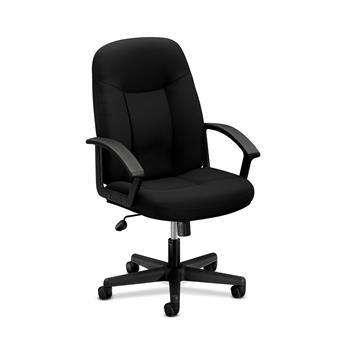 HON Basyx High-Back Executive Chair, Center-Tilt, Tension, Lock, Fixed Arms, Black Fabric