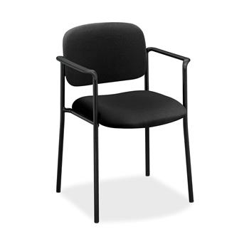 HON VL616 Series Stacking Guest Chair with Arms, Black Fabric