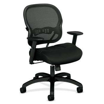 HON Wave Mesh Mid-Back Chair, Synchro-Tilt, Tension, Lock, Adjustable Arms, Black