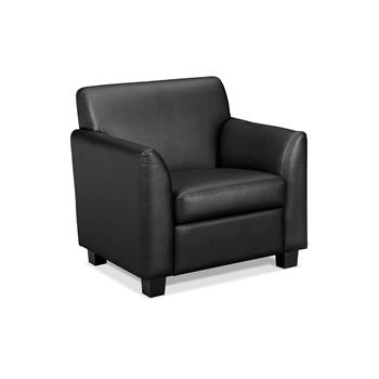 HON Basyx Circulate Tailored Club Chair, Black Bonded Leather