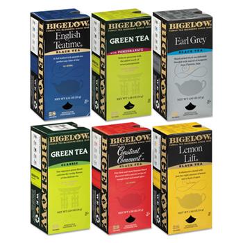Bigelow Flavor Assorted Tea Packs, Six Flavors, Caffeinated, 168/Case